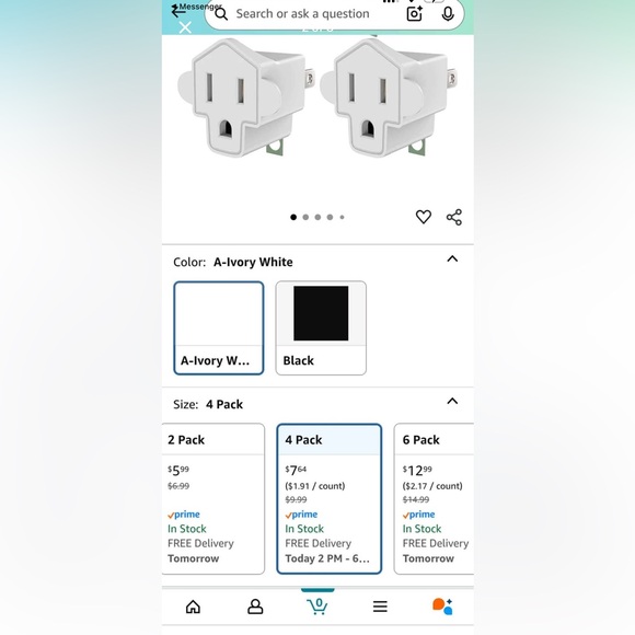 White Electrical Plug Adapter - Picture 2 of 3